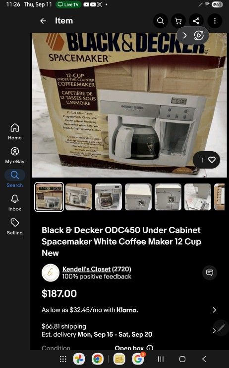 Black & Decker ODC450 Under Cabinet Coffee Maker - New - photo 5