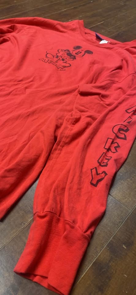 1990’s Mickey Mouse Vintage Disney Red Longsleeve Shirt - photo 3