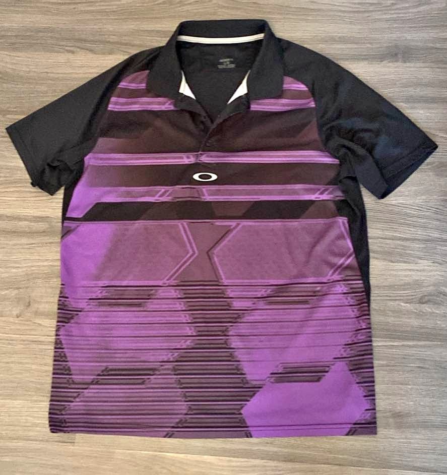 Vintage Oakley Y2K Polo Shirt Mens Large Purple Black