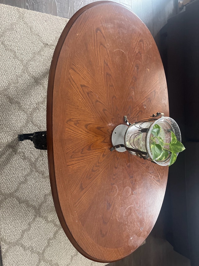 Wood Top Coffee Table with Ornate Black Metal Legs - photo 3