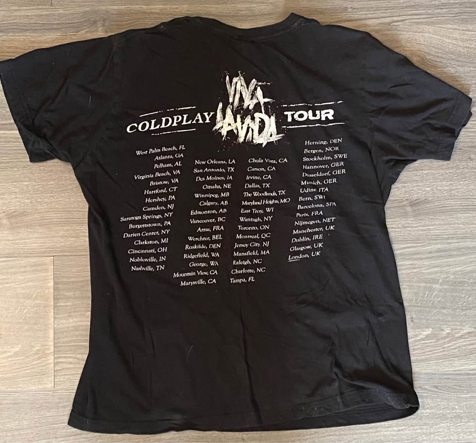 Y2K Coldplay Shirt Viva La Vida Tour 2009 Britpop Band Men's Tee - photo 2