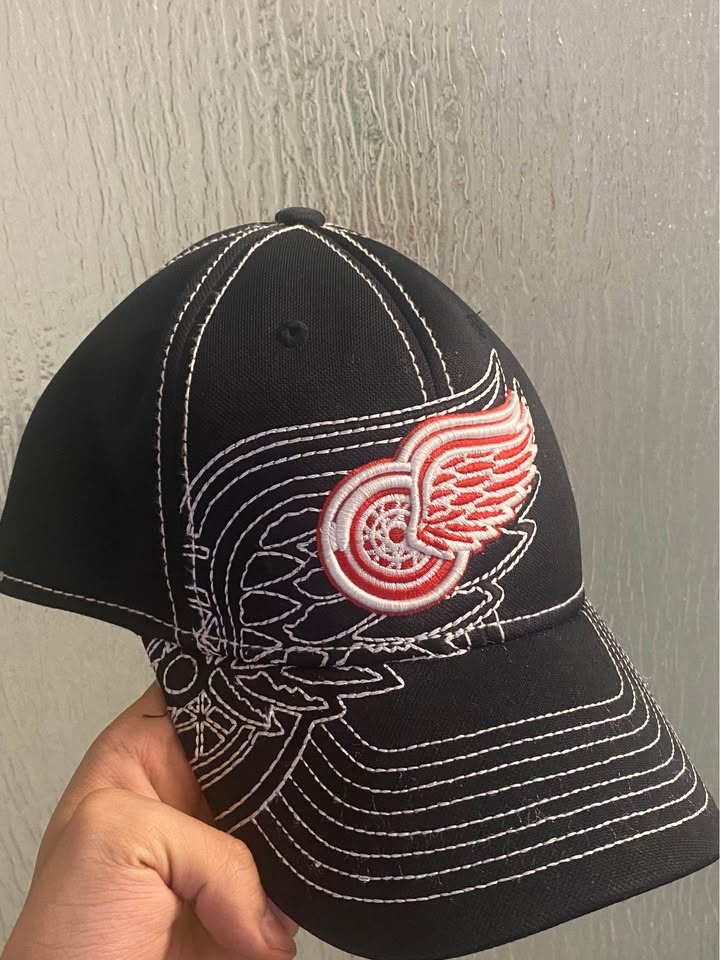 Vintage Reebok Fitmax NHL Red Wings Hat Blk Embroidered - photo 5