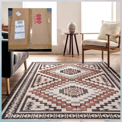 nuLOOM 8x10 Ft Brown Southwestern Medallion Area Rug