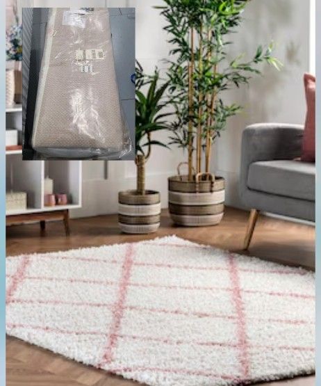 nuLOOM Easy Shag Area Rug 8x10 ft - Pink Geometric