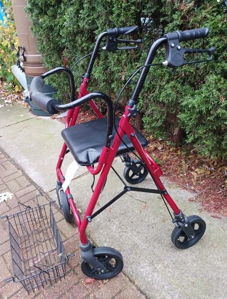Invacare Aluminum Rolling Walker with Seat & Basket