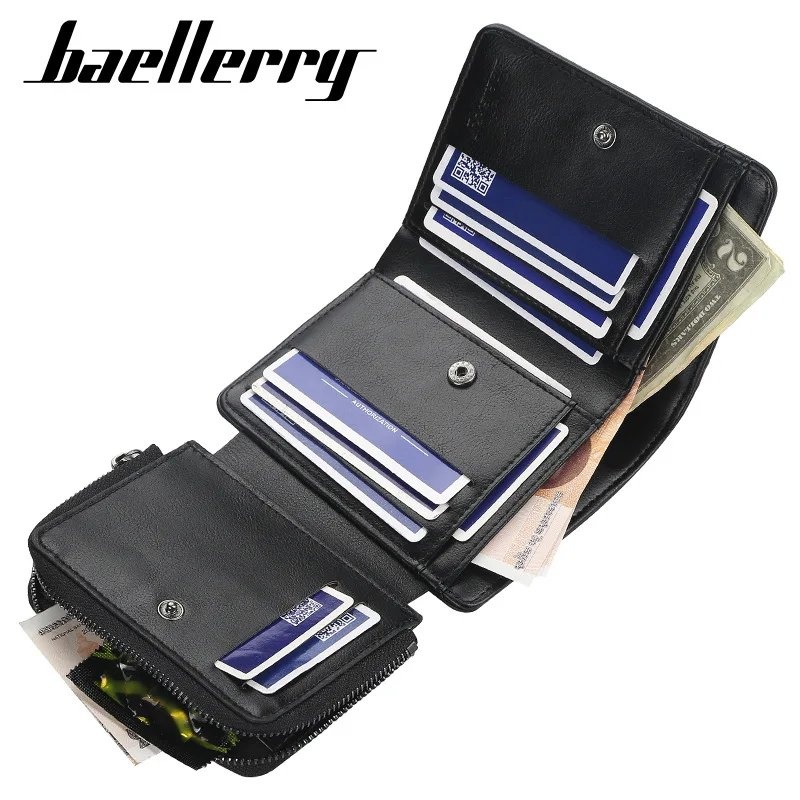 Leather Men Wallets High Quality Zipper Short Design Card Holder - photo 3