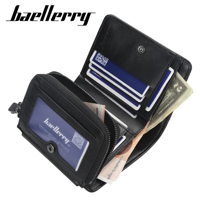 Leather Men Wallets High Quality Zipper Short Design Card Holder - photo 5