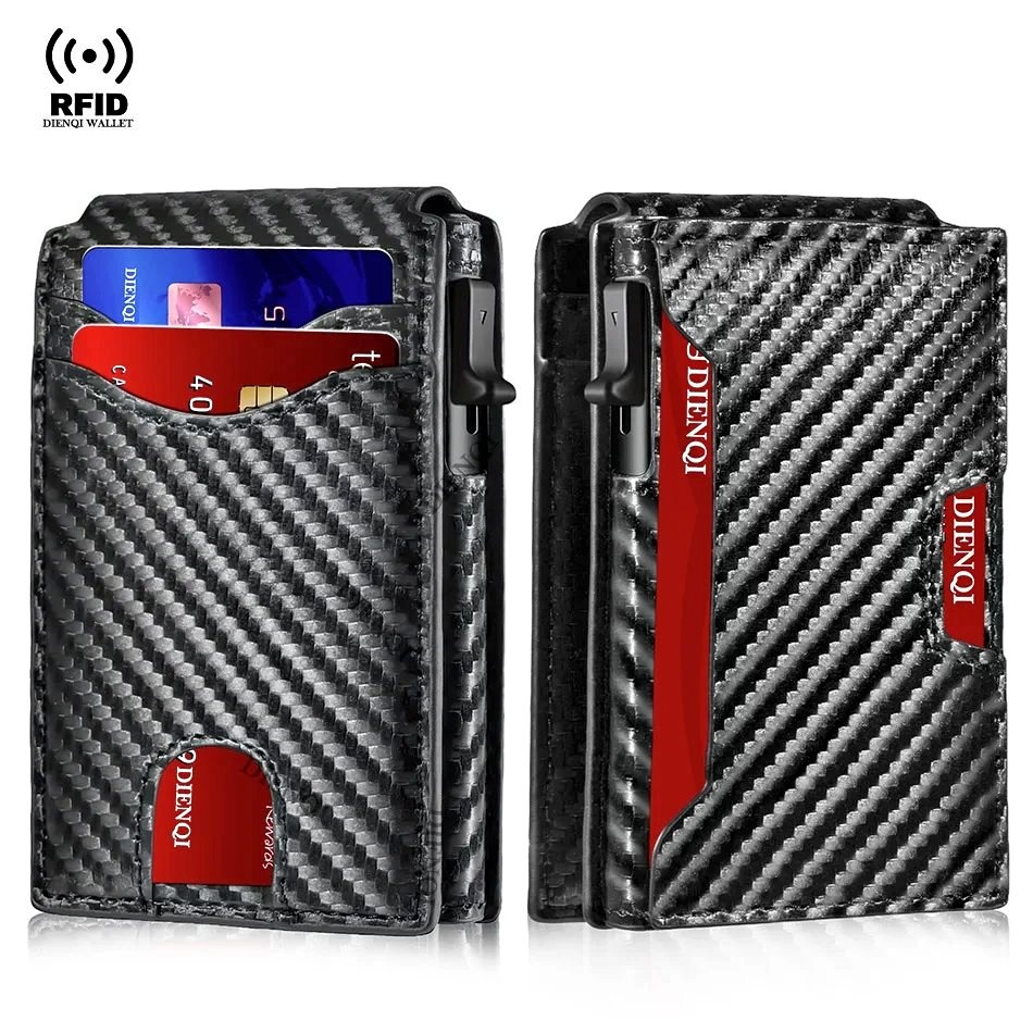 Carbon Fiber RFID Card Holder Wallet for Men - Anti-Theft, Slim
