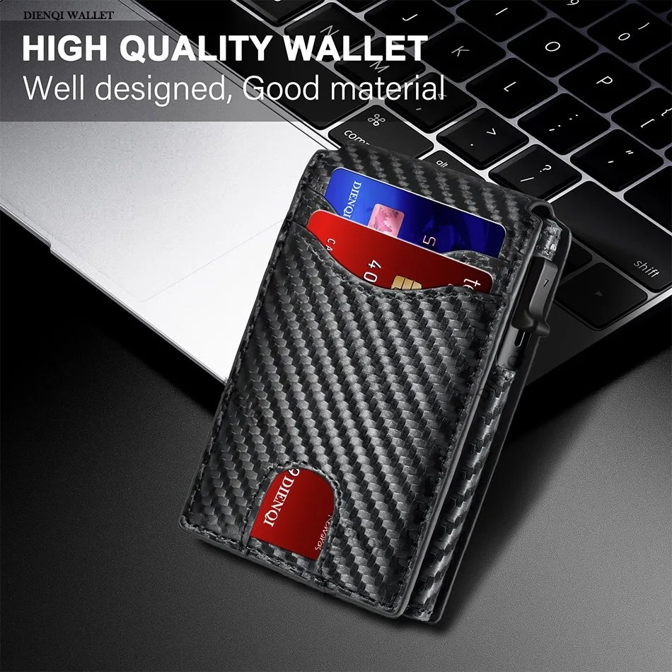 Carbon Fiber RFID Card Holder Wallet for Men - Anti-Theft, Slim - photo 2