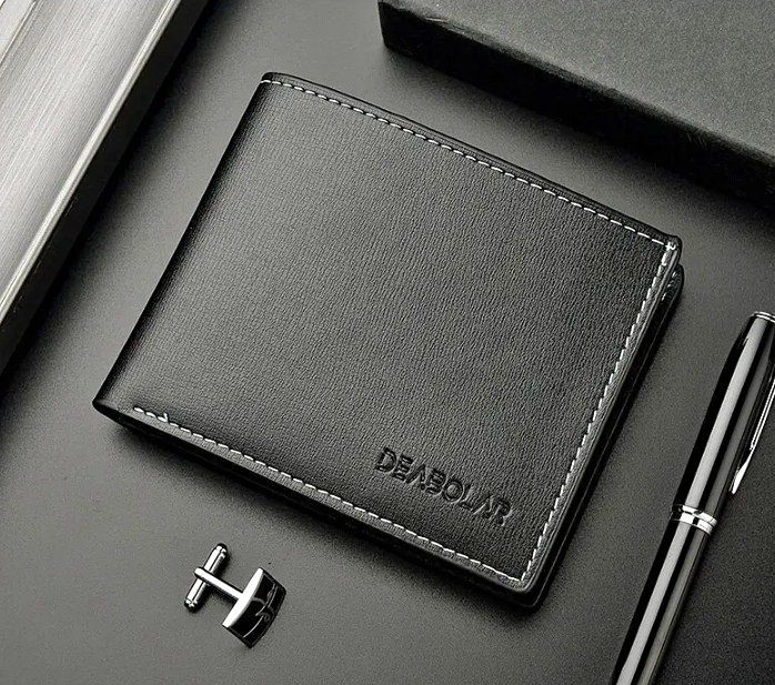 Leather Men Short Wallet Thin Style Folding Young Men Credit Car