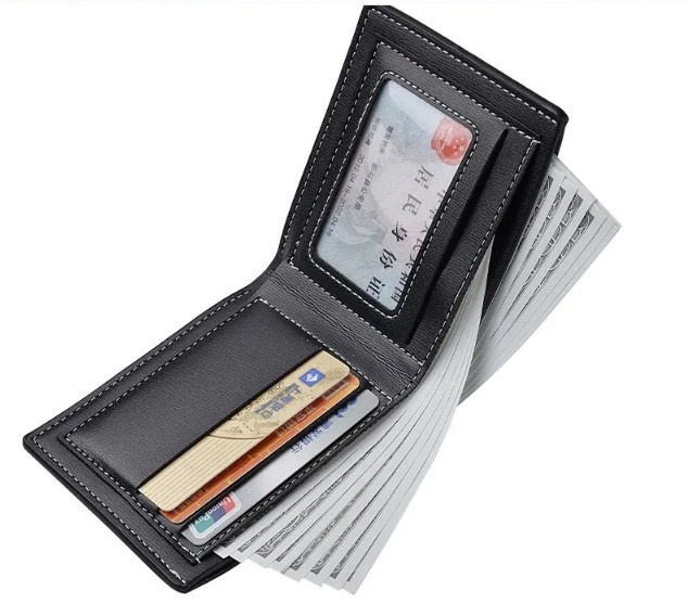 Leather Men Short Wallet Thin Style Folding Young Men Credit Car - photo 4