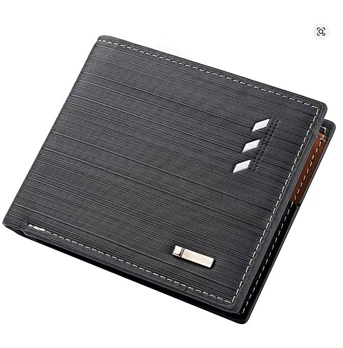 Men's Leather Stripe Wallet - Card Holder & Money Clip