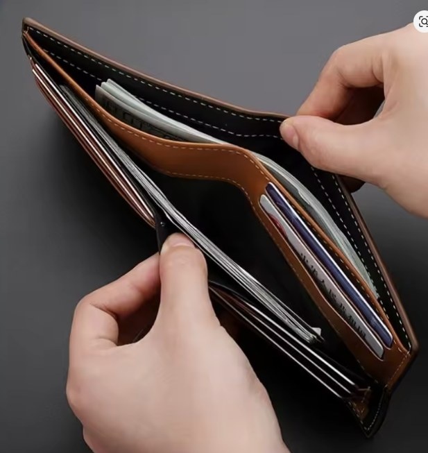 Men's Leather Stripe Wallet - Card Holder & Money Clip - photo 2