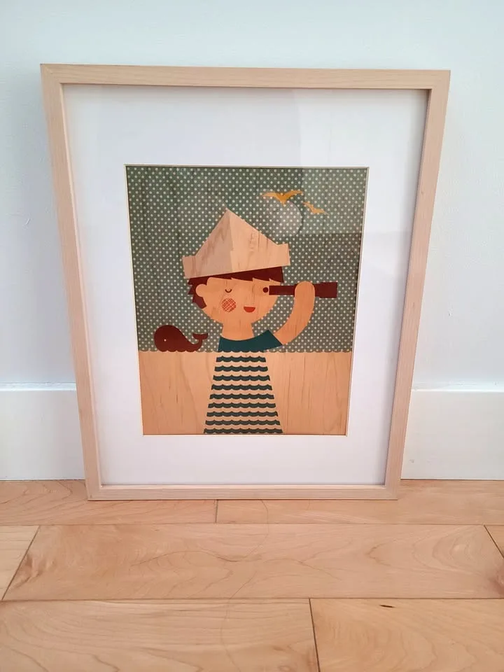 Petit collage Sailor Boy Framed Print On Wood thumbnail