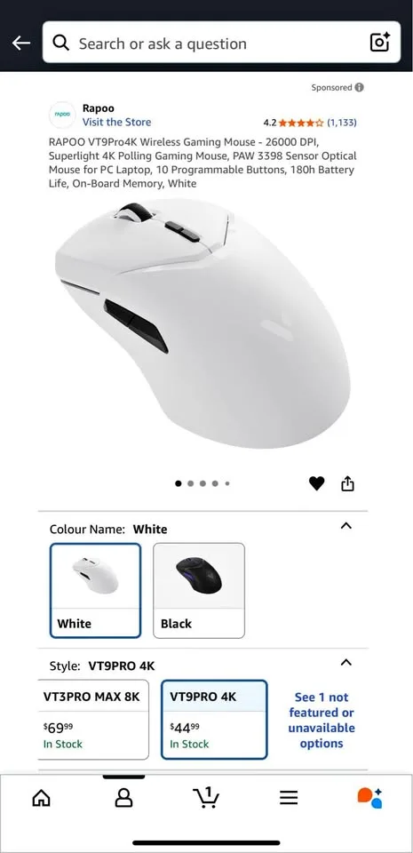 Wireless Gaming Mouse - New Open Box thumbnail