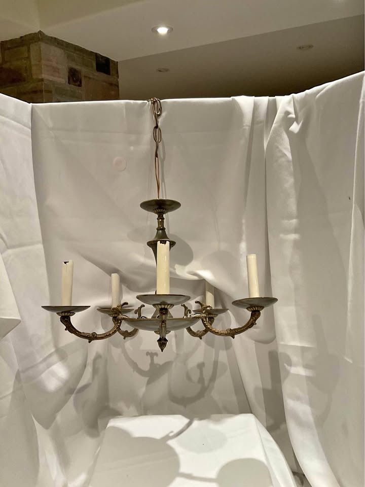 Vintage French Empire Style Chandelier - Brass