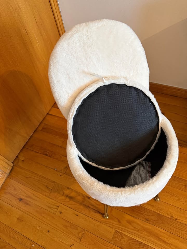 Vanity Stool Chair with Storage and Folding Back - photo 2