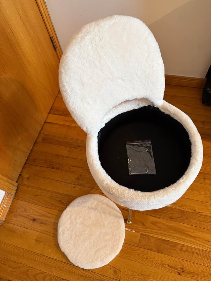 Vanity Stool Chair with Storage and Folding Back - photo 3