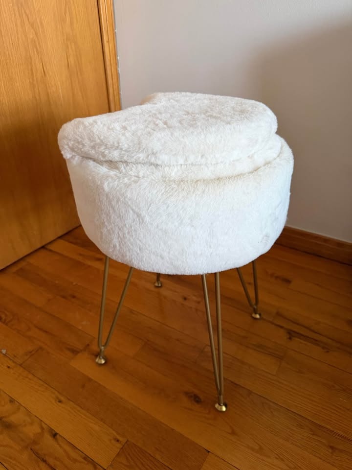 Vanity Stool Chair with Storage and Folding Back - photo 4