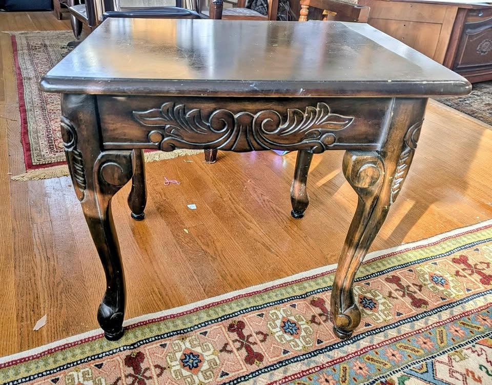 Pair of Vintage Dark Wood Coffee Tables