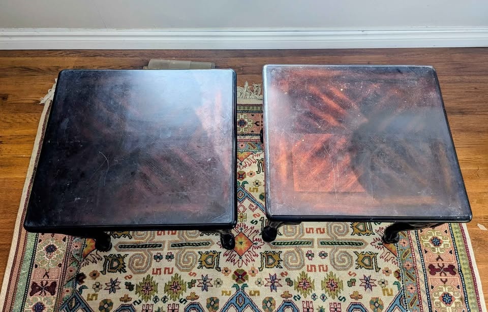 Pair of Vintage Dark Wood Coffee Tables - photo 3