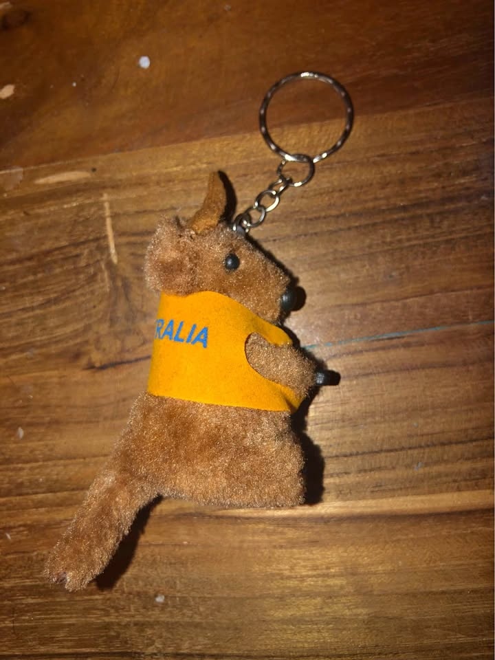 Vintage 1980's I Love Australia Kangaroo Joey Plush Keychain