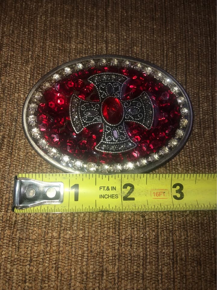 Cherry Quartz Maltese Cross Belt Buckle: Crystal Filigree Gemsto - photo 3