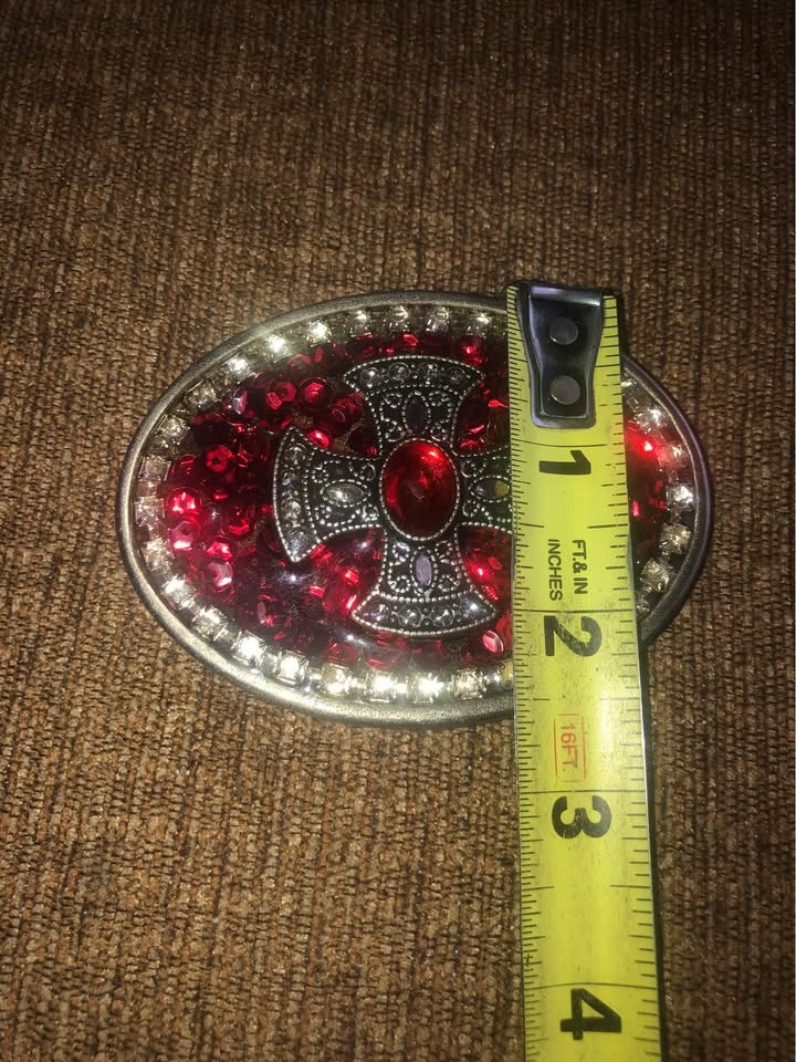 Cherry Quartz Maltese Cross Belt Buckle: Crystal Filigree Gemsto - photo 4