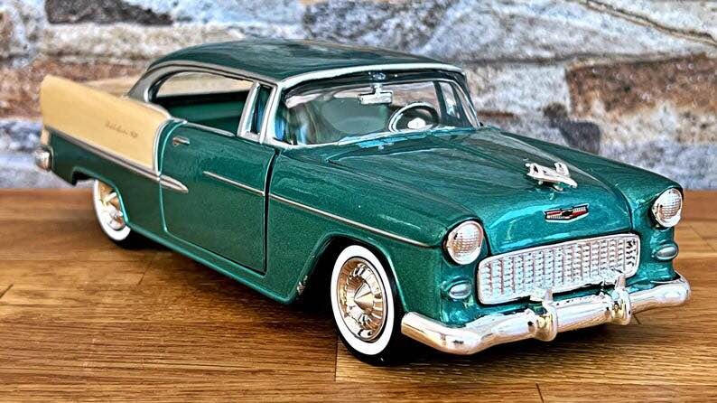 1955 Chevy Bel Air Model Car - 1:24 Scale Diecast - photo 2
