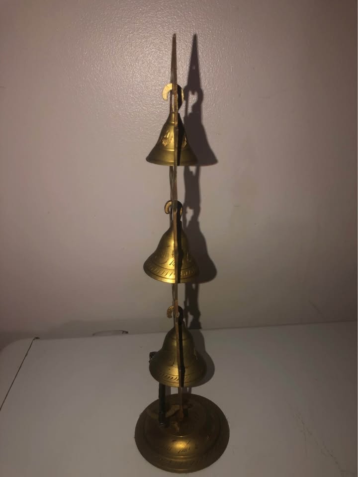 Rare Vintage Ornate Brass Bells China Gong - 11" Tall - photo 3