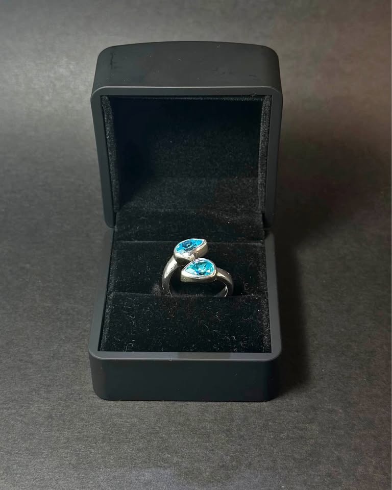 925 Sterling Silver Blue Glass Ring