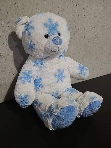 Build A Bear Christmas Holiday Plush White Blue Snowflake Print - photo 2