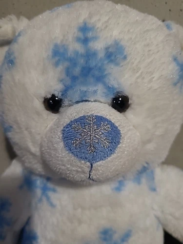 Build A Bear Christmas Holiday Plush White Blue Snowflake Print - photo 5