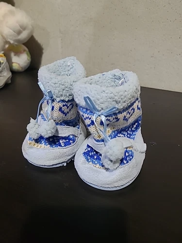 BUILD A BEAR Blue Boots Knit Stitch With Hits Of Gold Yellow & B - photo 2