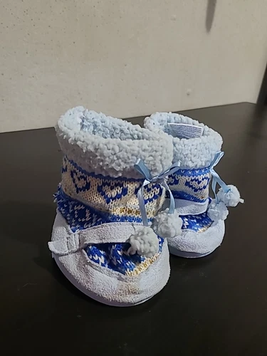 BUILD A BEAR Blue Boots Knit Stitch With Hits Of Gold Yellow & B - photo 3
