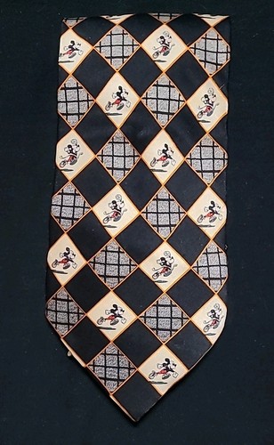 Walt Disney Color Block Mickey Run Poses 100% Silk Tie