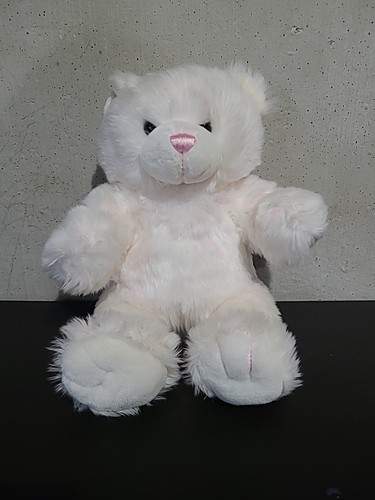Build A Bear Cuddles White Teddy Bear Plush Pink Nose, Retired,