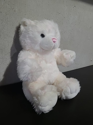 Build A Bear Cuddles White Teddy Bear Plush Pink Nose, Retired, - photo 2