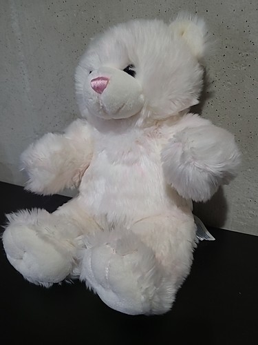 Build A Bear Cuddles White Teddy Bear Plush Pink Nose, Retired, - photo 3