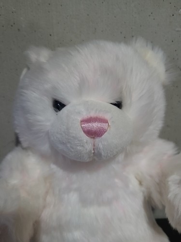 Build A Bear Cuddles White Teddy Bear Plush Pink Nose, Retired, - photo 4