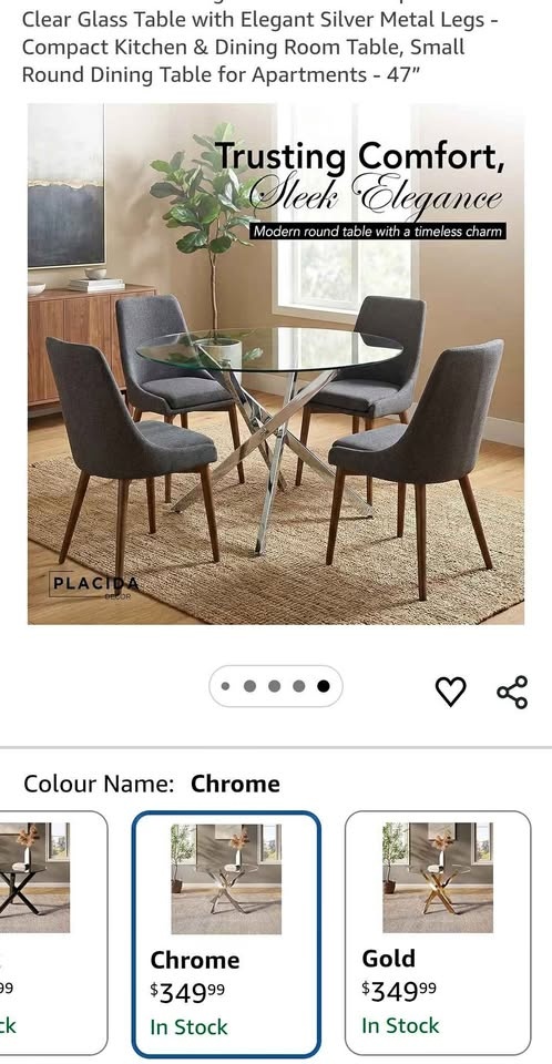 Round Glass Dining Table - 47"
