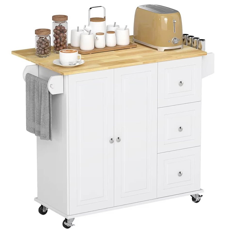 MOVING SALE! HOMCOM White Kitchen Island Cart w/ Storage, Drawer - photo 3