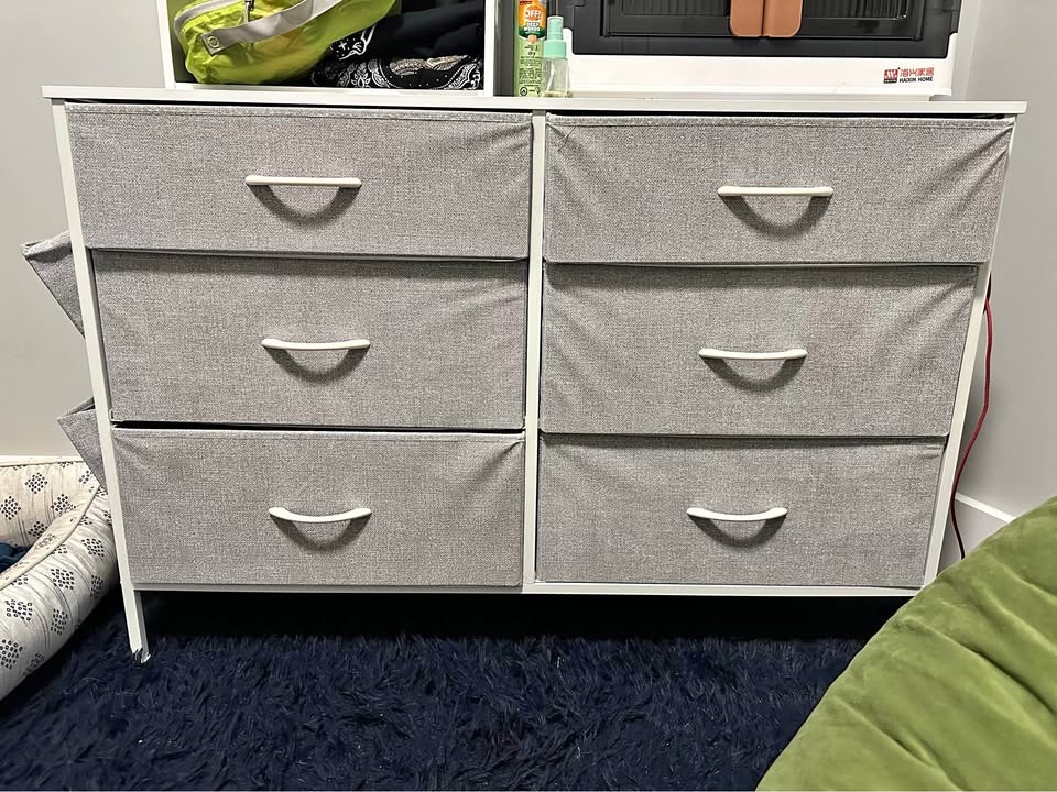 Moving Sale! Gray Fabric 6-Drawer Dresser