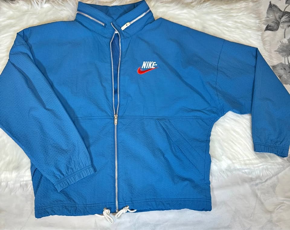 Nike Blue Windbreaker Jacket with adjustable cap