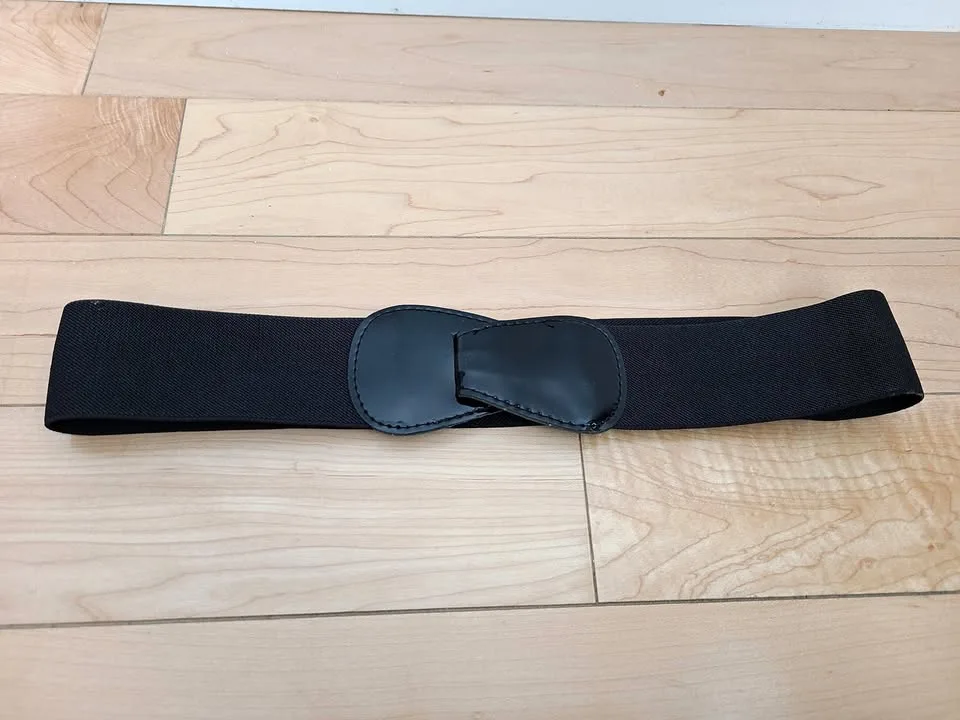 Vintage Black Elastic Belt With Simple Black Buckle thumbnail