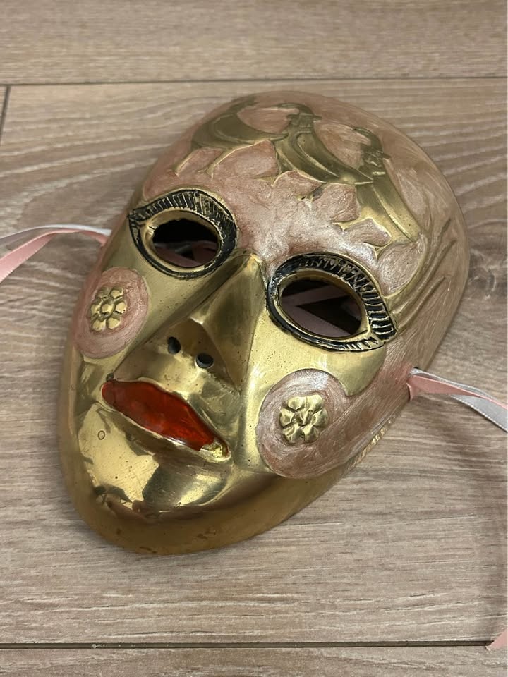 Vintage Enamel Brass Decorative Masks – Set of 2 Animal Motif Wa - photo 3