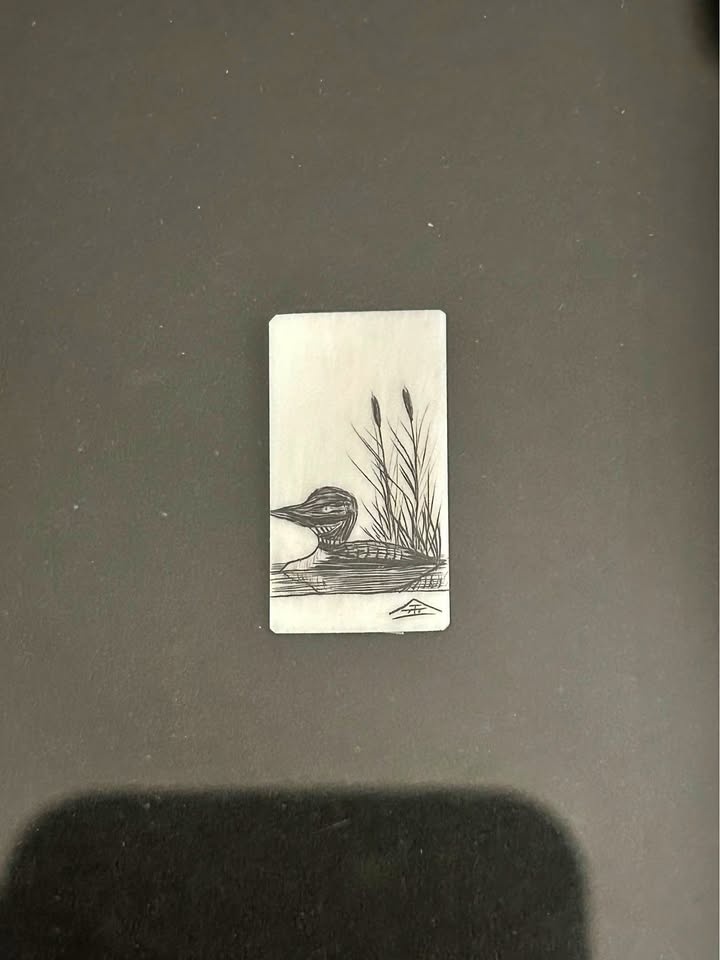 David Goldsmith Scrimshaw Art - Hand-Engraved Loon - photo 3