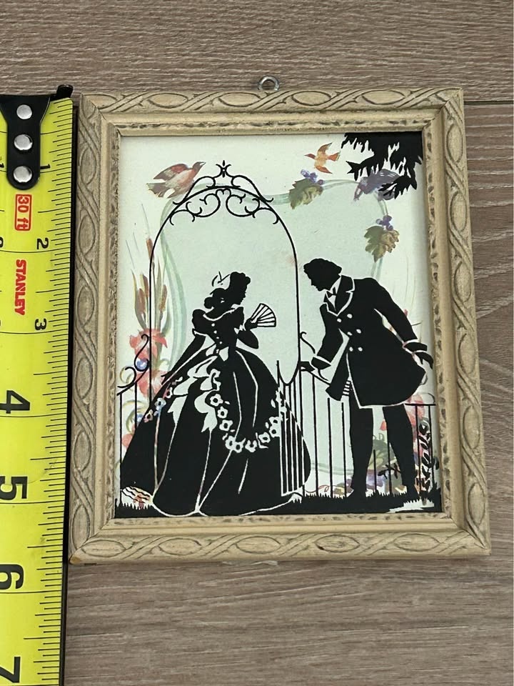 Vintage Reverse Painted Glass Silhouette – Victorian Courting Co - photo 4