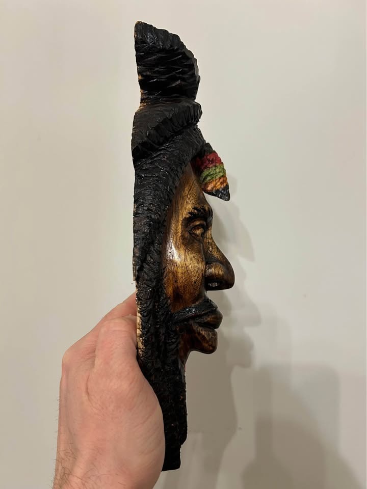 Folk Art Hand-Carved Wooden Mask – Rastafarian / Reggae Portrait - photo 5
