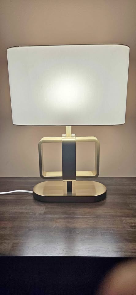 2 Contemporary Table Lamps - Golden Metal Base